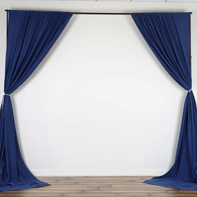 2 Pack Navy Blue Scuba Polyester Backdrop Drape Curtains, Durable Flame Resistant Event Divider Panels Wrinkle Free With Rod Pockets - 10ftx10ft