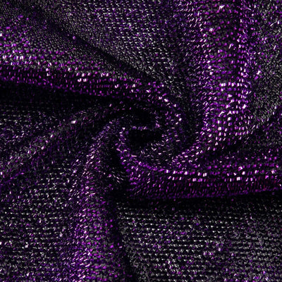 Purple Metallic Shimmer Tinsel Spandex Party Photo Backdrop, 2-Sided Round Wedding Arch Cover 7.5ft