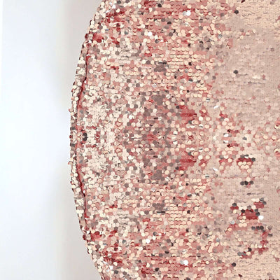 Sparkly Rose Gold Double Sided Big Payette Sequin Wedding Arch Backdrop Cover, Round Fitted Arbor Cover 7.5ft