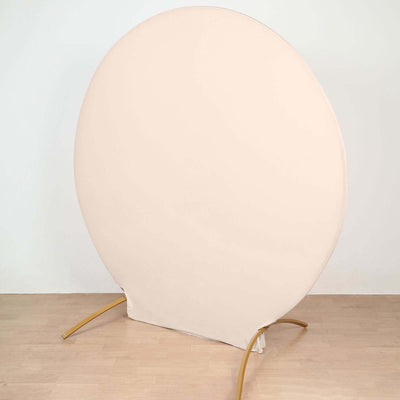 Matte Blush Round Spandex Fit Wedding Backdrop Stand Cover 7.5ft