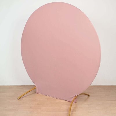 Matte Dusty Rose Round Spandex Fit Wedding Backdrop Stand Cover 7.5ft