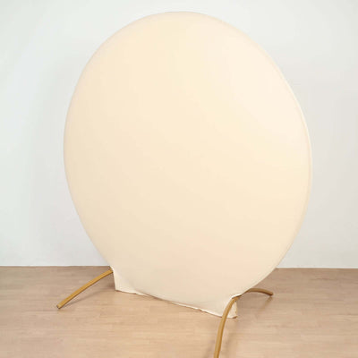 Matte Beige Round Spandex Fit Wedding Backdrop Stand Cover 7.5ft