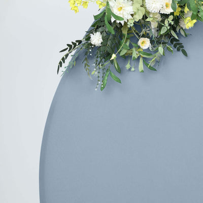 Matte Dusty Blue Round Spandex Fit Wedding Backdrop Stand Cover 7.5ft