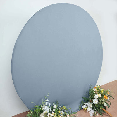 Matte Dusty Blue Round Spandex Fit Wedding Backdrop Stand Cover 7.5ft