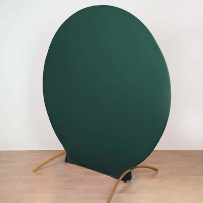 Matte Hunter Emerald Green Round Spandex Fit Wedding Backdrop Stand Cover 7.5ft