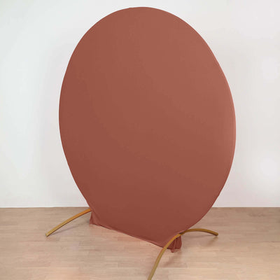 Terracotta (Rust) Round Spandex Fit Wedding Backdrop Stand Cover 7.5ft
