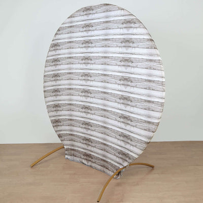 White Rustic Wood Plank Pattern Spandex Fit Backdrop Stand Cover 7.5ft