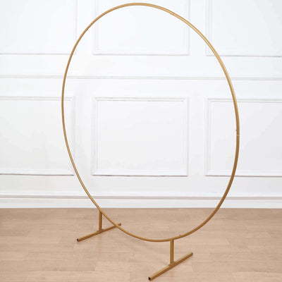 Gold Metal Balloon Circle Flower Frame Photo Backdrop, Round Wedding Arch Arbor 5ft