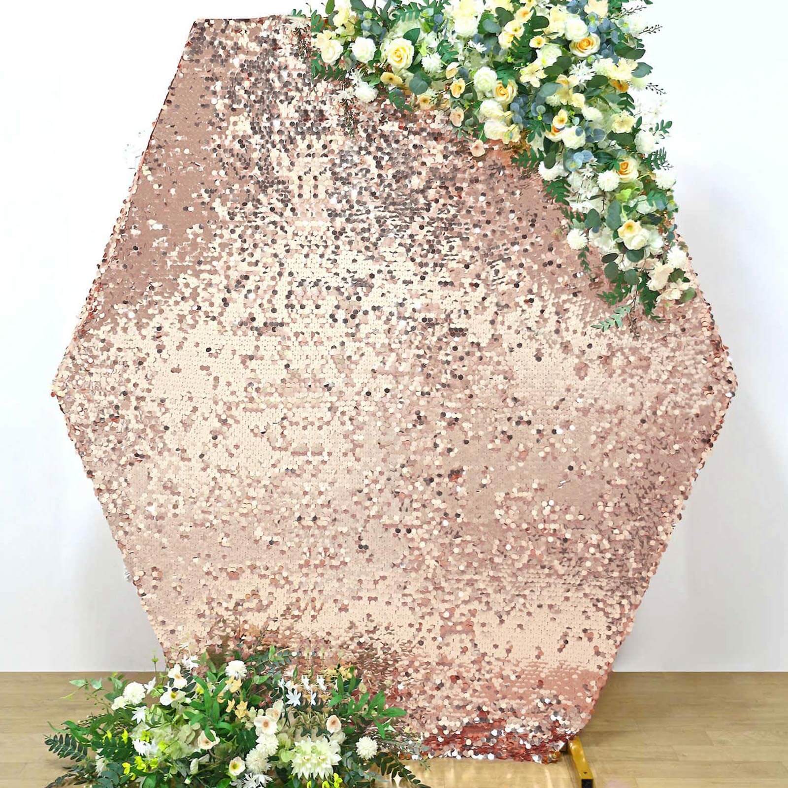 Rose Gold Big Payette Sequin Wedding Arch Cover | eFavormart.com