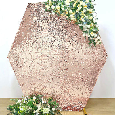 Rose Gold Big Payette Sequin Sparkly Hexagon Wedding Arch Cover 8ftx7ft