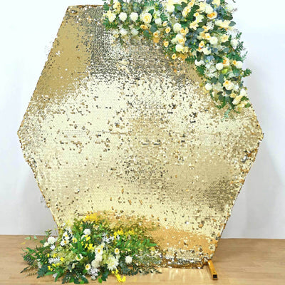 Champagne Big Payette Sequin Sparkly Hexagon Wedding Arch Cover 8ftx7ft