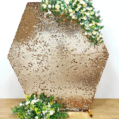 Gold Big Payette Sequin Sparkly Hexagon Wedding Arch Cover 8ftx7ft