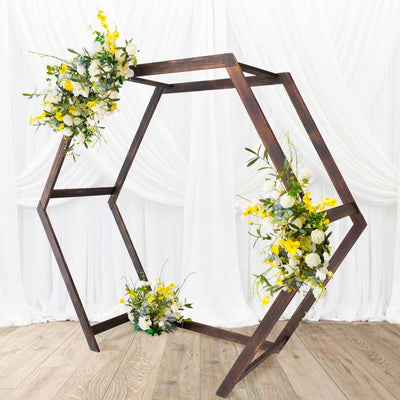 Heavy Duty Dual Wooden Hexagon Frame Wedding Arch Backdrop, Ceremony Canopy Stand 7ftx8.5ft