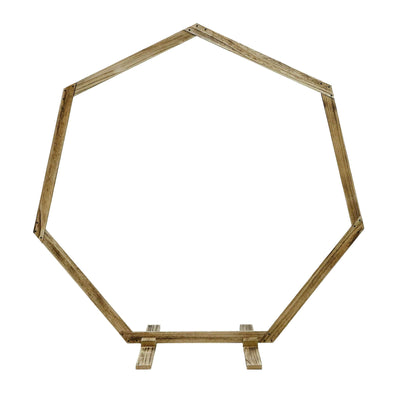 Rustic Wooden Wedding Arch, Heptagonal Photo Backdrop Stand 7ft