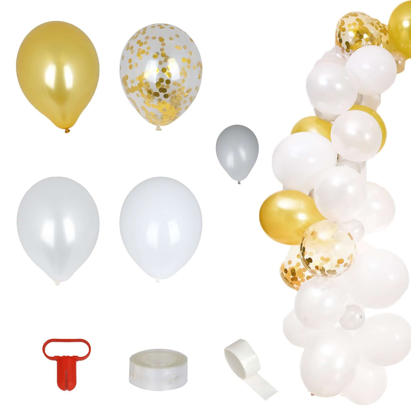 100-Pack Gold & Silver Balloon Arch Kit | eFavormart.com