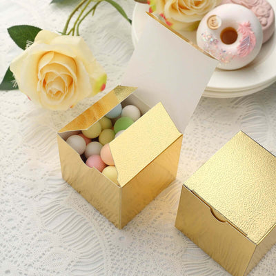 100 Pack Easy DIY Gold Party Or Shower Favor Candy Gift Boxes - 3"