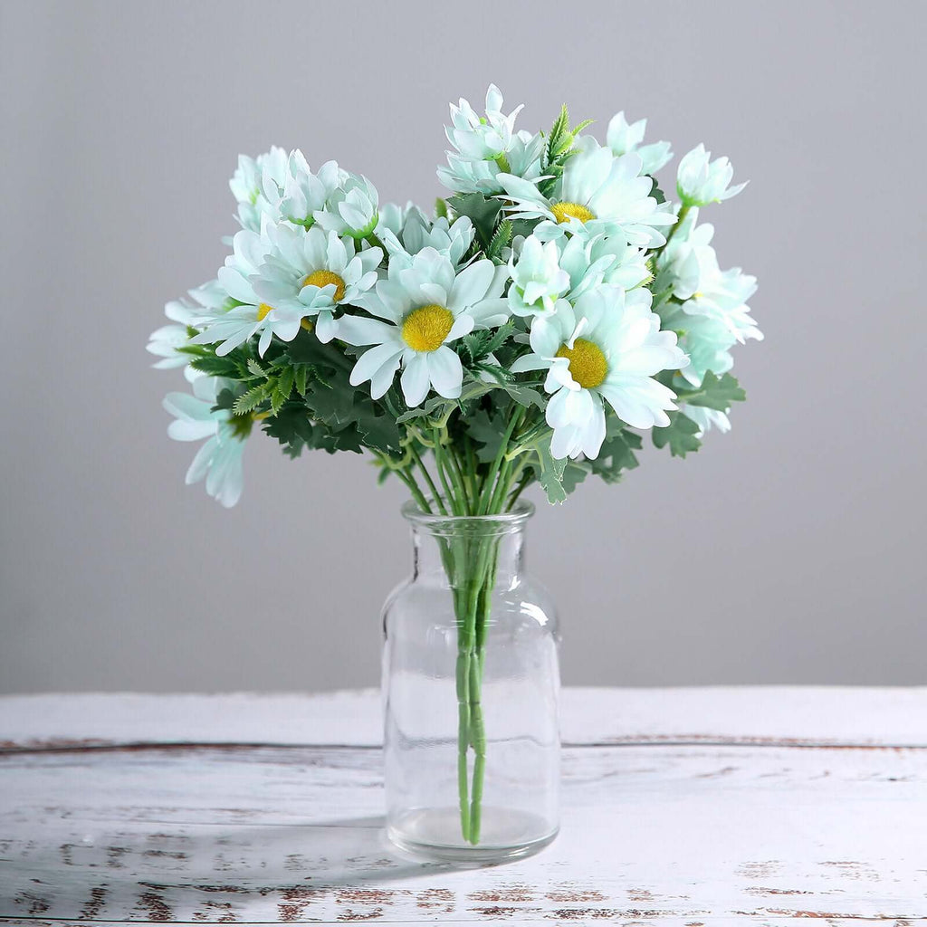 Baby Blue Silk Daisy Flower Bouquet