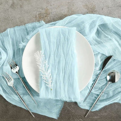 5 Pack Gauze Cheesecloth Napkins 24"x19" Light Blue - Reusable Boho Dinner Napkins