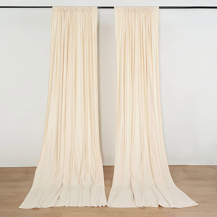 2 Pack Beige Scuba Polyester Curtain Divider Drape Panel Inherently Flame Resistant Backdrops