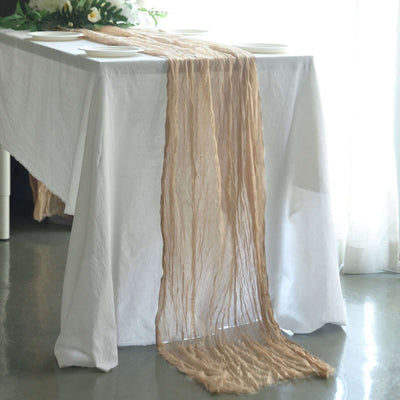 Gauze Cheesecloth Table Runner 10ft Beige - Rustic Boho Table Linen