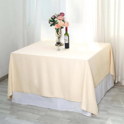 Polyester Square Tablecloth 90"x90" Beige - Wrinkle-Resistant & Durable Table Cover