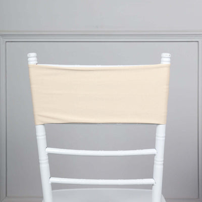 5 Pack Stretch Spandex Chair Sashes 5"x12" Beige - Two Ply Heavy Duty Fitted Chair Bands