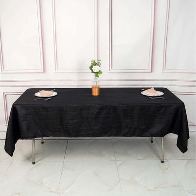Taffeta Rectangle Tablecloth 60"x102" Black Accordion Crinkle Table Cover