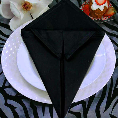 5 Pack 100% Cotton Napkins 20"x20" Black - Commercial Grade Cloth Napkins