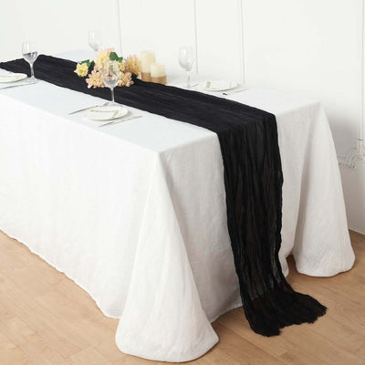 Gauze Cheesecloth Table Runner 10ft Black - Soft & Rustic Boho Table Linen