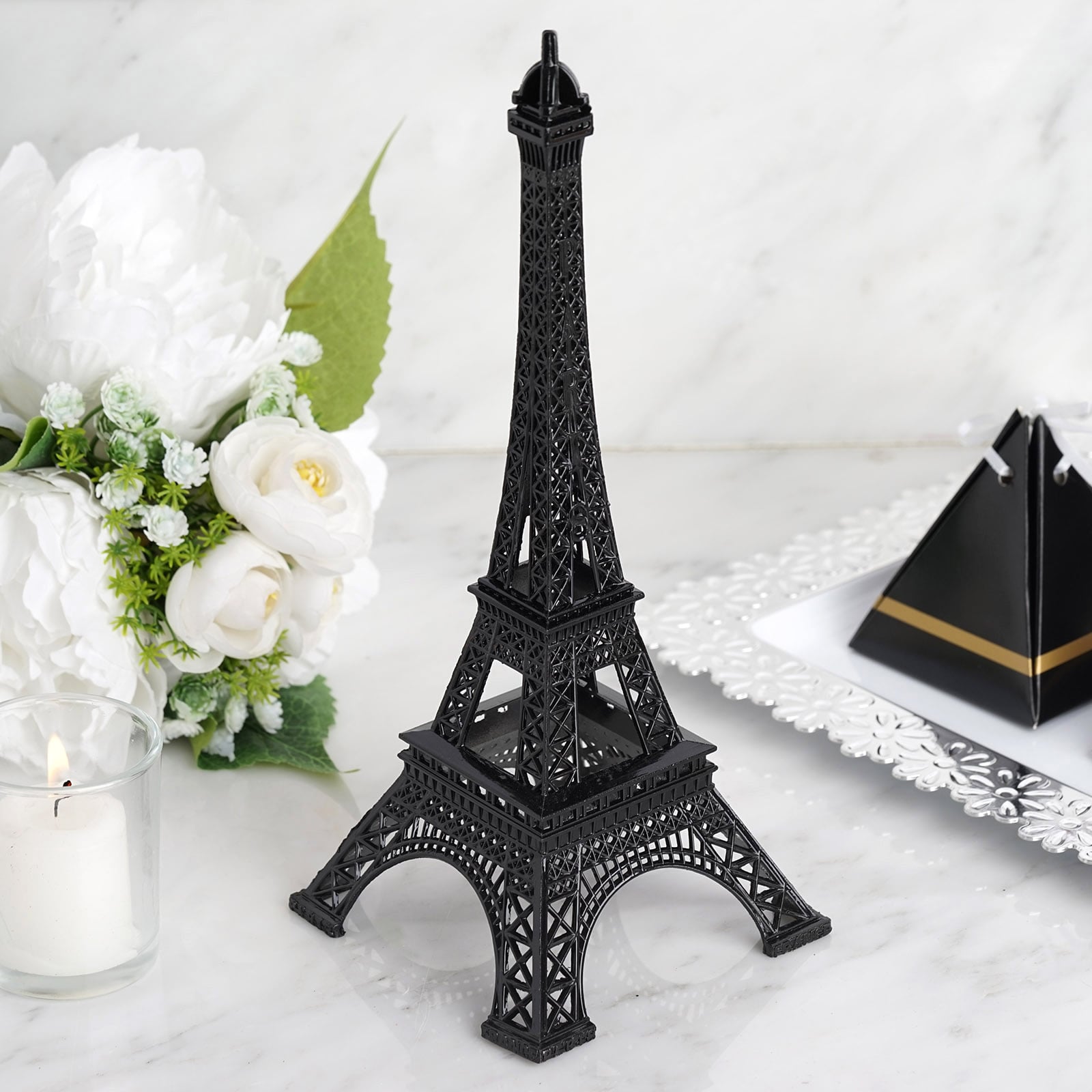 Craft and Party, Pack of 12, Eiffel Tower Vases Centerpiece for Flower, Wedding, Decoration. (28 inch, White)