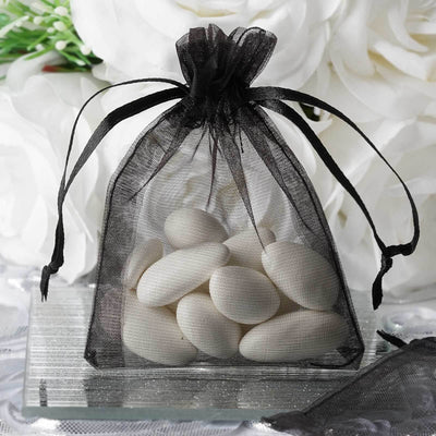 10 Pack Black Organza Drawstring Wedding Party Favor Gift Bags 3"x4"