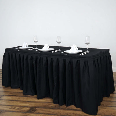 Polyester Table Skirt 14ft Black - Stylish Pleated Table Cover