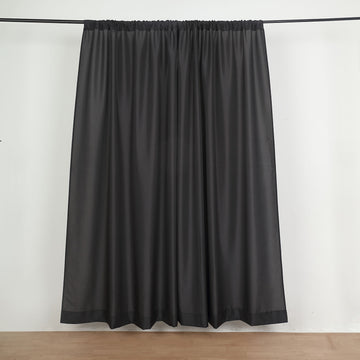 2 Pack Black Polyester Backdrop Drape Curtains With Rod Pockets, Event Divider Panels 130GSM - 10ftx8ft