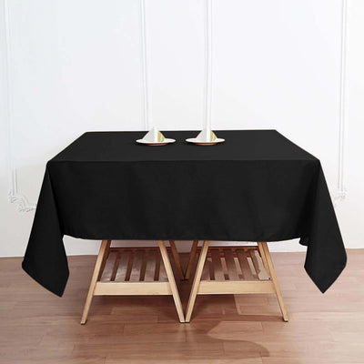 Premium Polyester Square Tablecloth 70"x70" Black - Wrinkle-Resistant 220GSM Table Cover for Stylish Event Decor