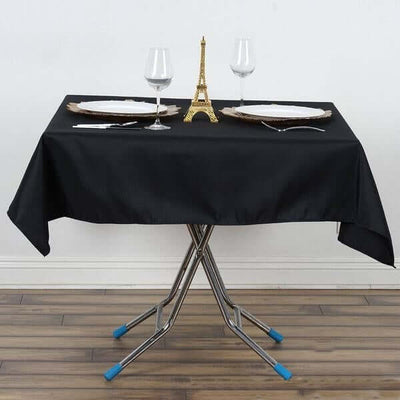 Premium Polyester Square Tablecloth 54"x54" Black - 220GSM Wrinkle-Resistant & Durable Table Cover for Weddings and Parties