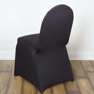 Spandex Stretch Fitted Banquet Chair Cover 160GSM Black - Durable Slip-On Slipcover for Weddings & Events