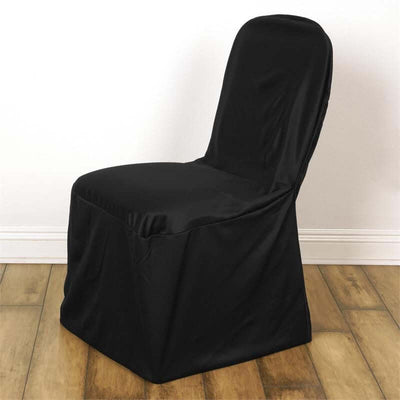 Scuba Stretch Banquet Chair Cover Black - Wrinkle Free & Durable Slim Fit Slipcover