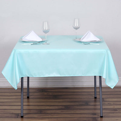 Polyester Square Tablecloth 54"x54" Light Blue - Wrinkle-Resistant Table Cover