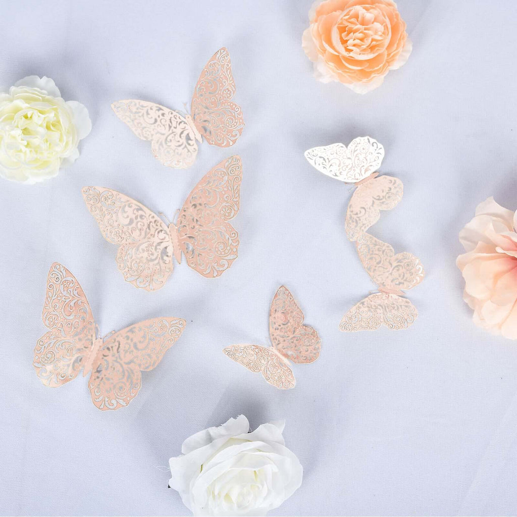 12-Pack 3D Blush Butterfly Wall Decals | eFavormart.com