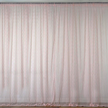 2 Pack Blush Fire Retardant Backdrop Drape Curtains in Floral Lace, Sheer Event Divider Panels with Rod Pockets - 5ftx10ft