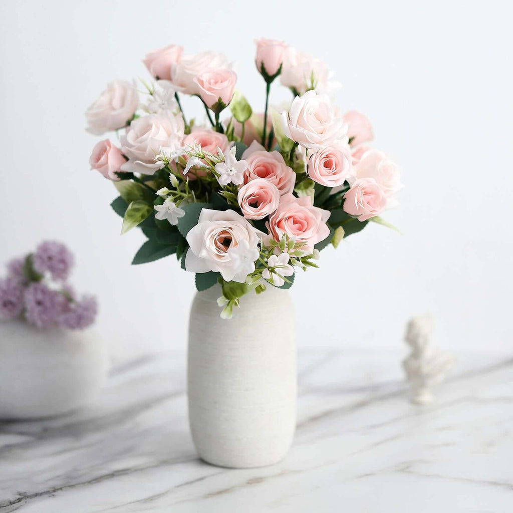 12 Blush Real Touch Silk Rose Bouquets | eFavormart.com