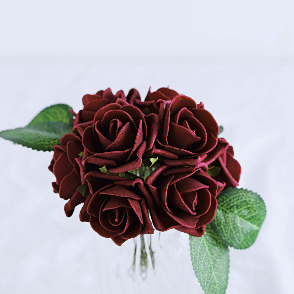 Burgundy Foam Flowers With Flexible Stem