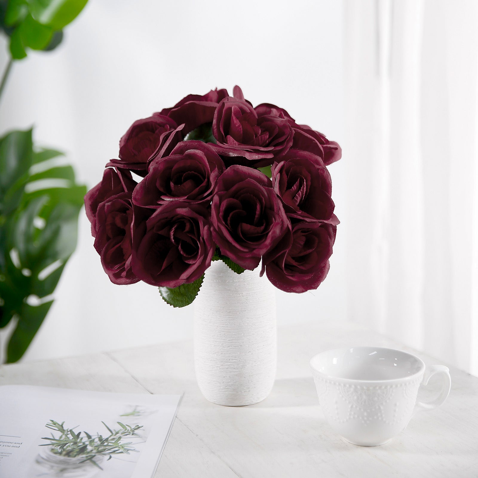 12 Burgundy Velvet-Like Rose Bouquet | eFavormart.com