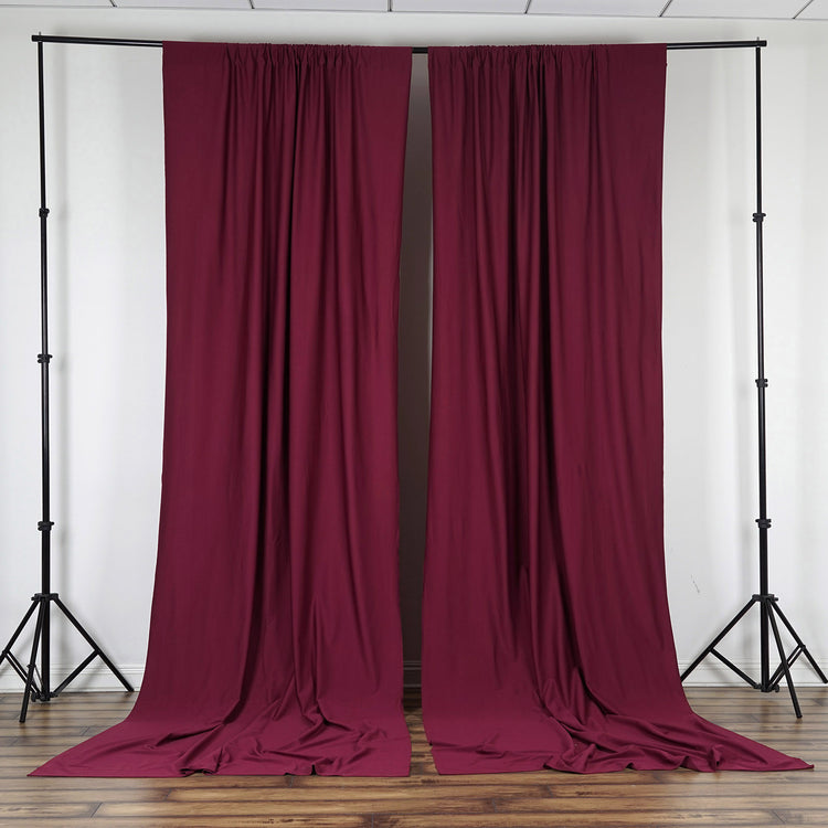 Burgundy Scuba Polyester Backdrop Drape Curtains, Inherently Flame Resistant Event Divider Panels