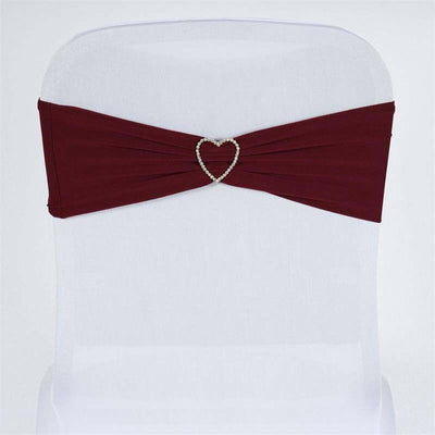 5 Pack Stretch Spandex Chair Sashes 5"x12" Burgundy - Two Ply Heavy Duty Fitted Chair Bands