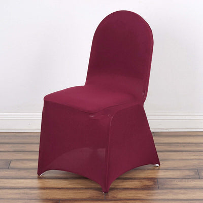 Spandex Stretch Fitted Banquet Chair Cover 160GSM Burgundy - Durable Slip-On Slipcover