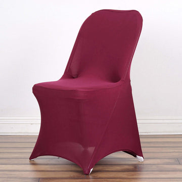 Burgundy Spandex Stretch Fitted Folding Slip On Chair Cover 160 GSM