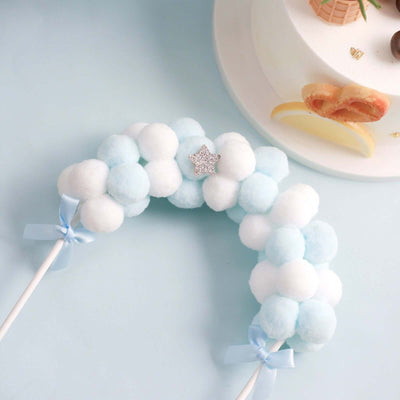 Cotton Ball Arch Cake Topper 6"x11" Blue/White - Versatile Mini Cake Decoration Supplies for Stylish & Fun Party Themes