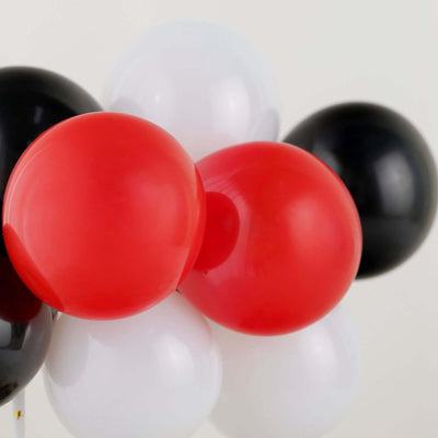 11 Pcs Balloon Cake Topper Kit Black, Red and White - Vibrant Clustered Mini Garland Cake Inserts for DIY Party Decorations