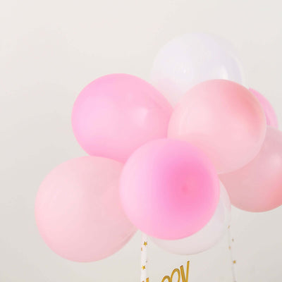 11 Pcs Balloon Cake Topper Blush, Pink and White - Vibrant Clustered Mini Garland Cake Inserts for DIY Party Decorations